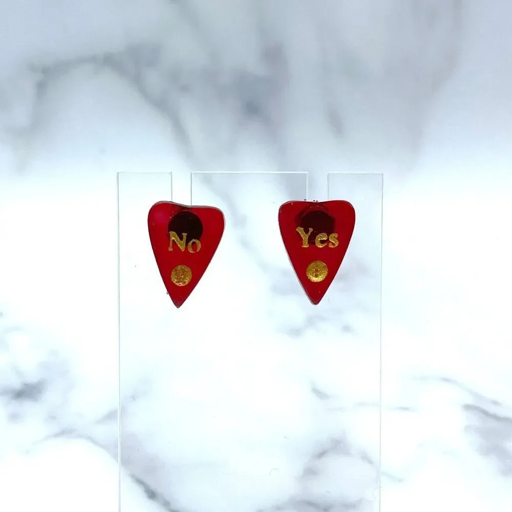 Blood Red Ouija Planchette Earrings